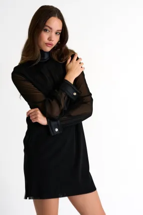 Mesh turtleneck dress - 52383-65-800