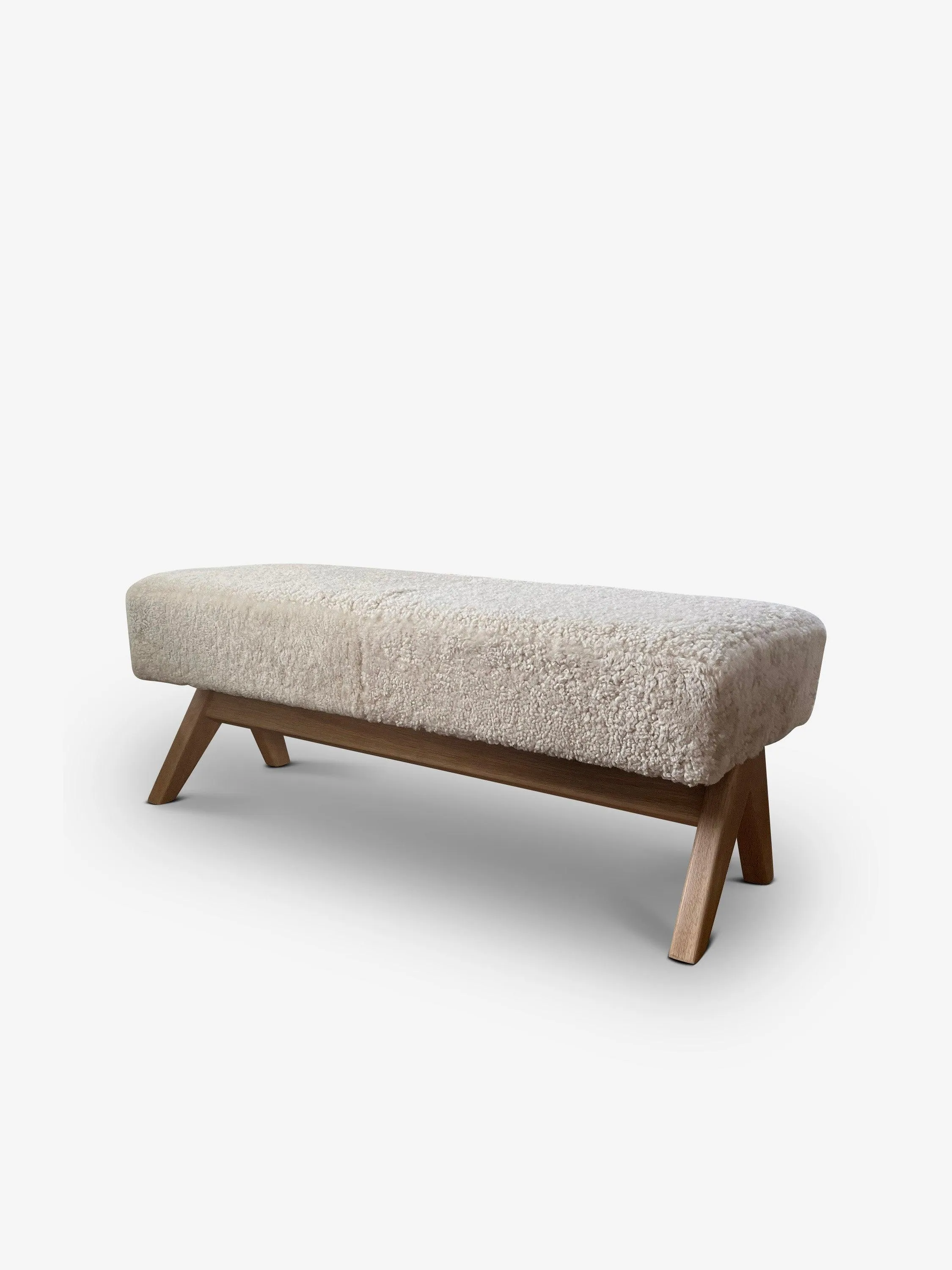 Metropole 4' Backless Bench in Shearling by MONC XIII