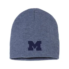 Michigan Primary Logo Solid Knit Beanie - Heather Navy