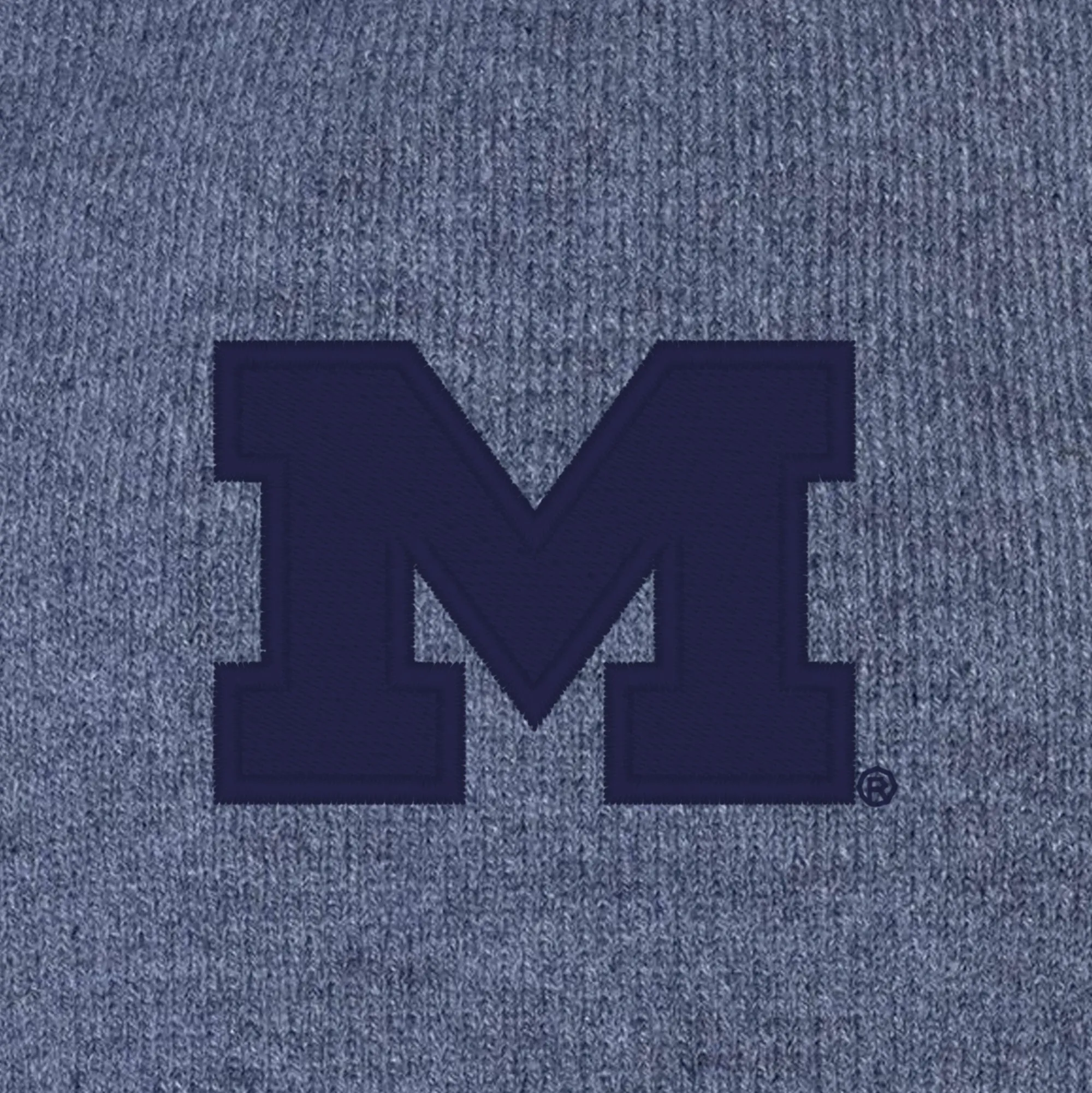 Michigan Primary Logo Solid Knit Beanie - Heather Navy