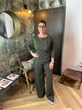 Mini Wide Leg Trousers in Khaki