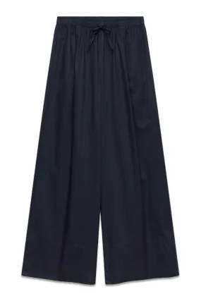 Navy Cotton Wide Trousers