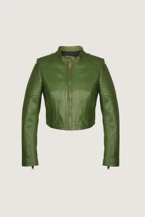 Novado - Women's Edgy Fashion Leather Jacket - Green - 1 Piece