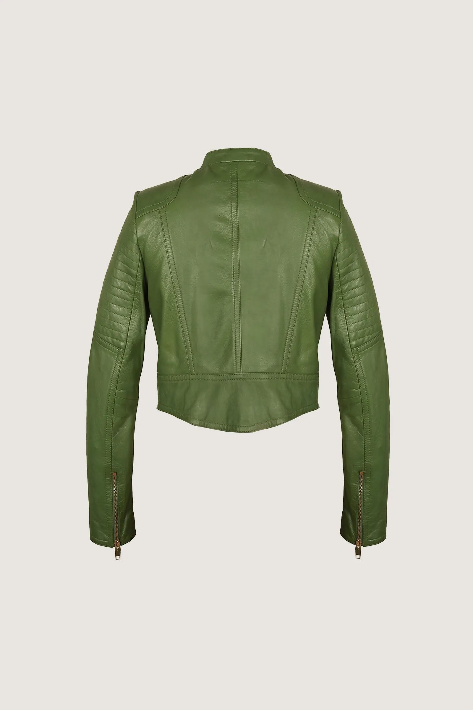 Novado - Women's Edgy Fashion Leather Jacket - Green - 1 Piece