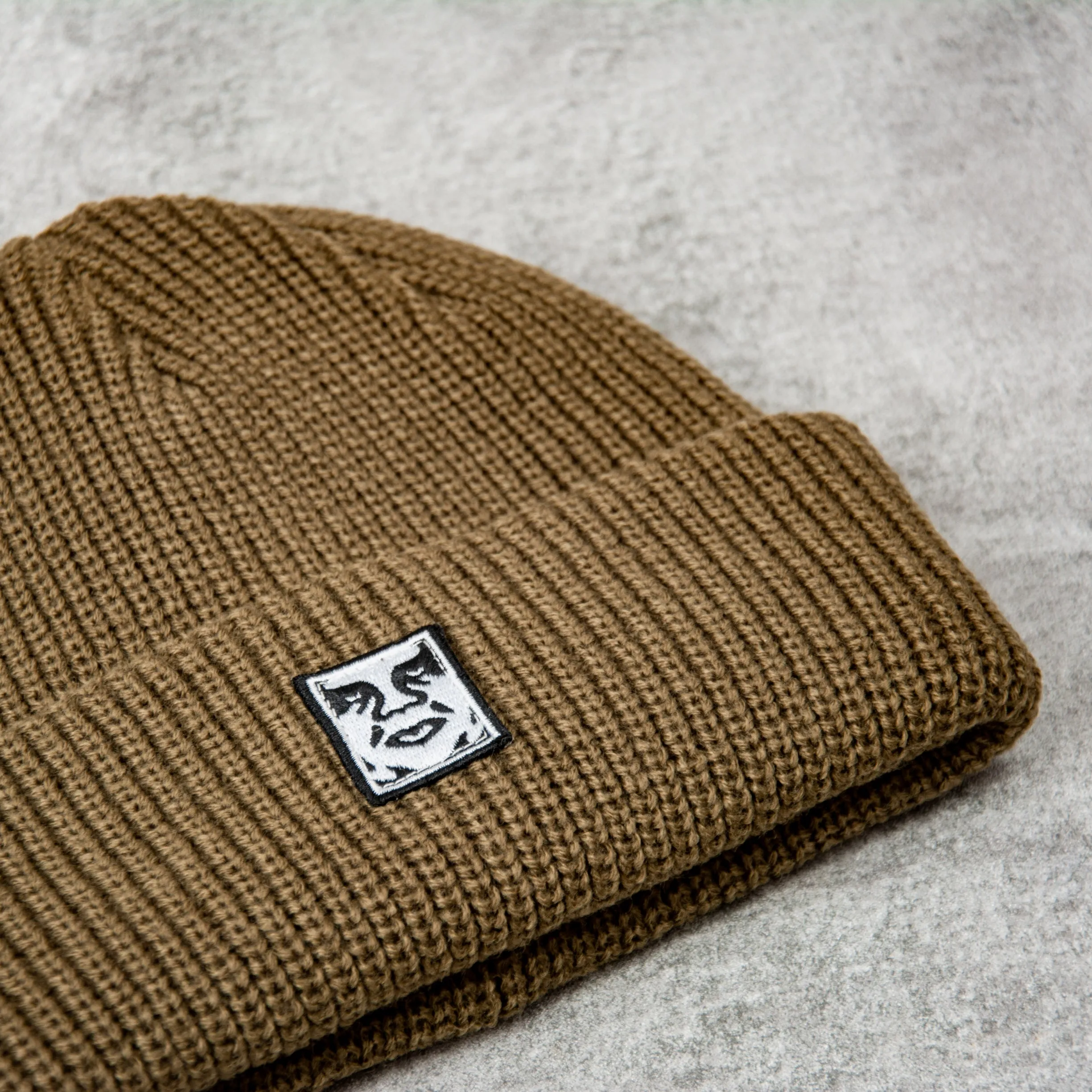 Obey Mid Icon Patch Cuff Beanie - Dull Army