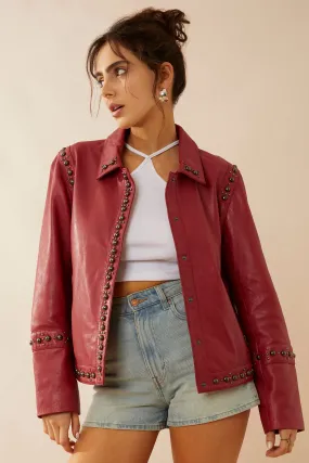 Octavia Jane Leather Jacket In Red