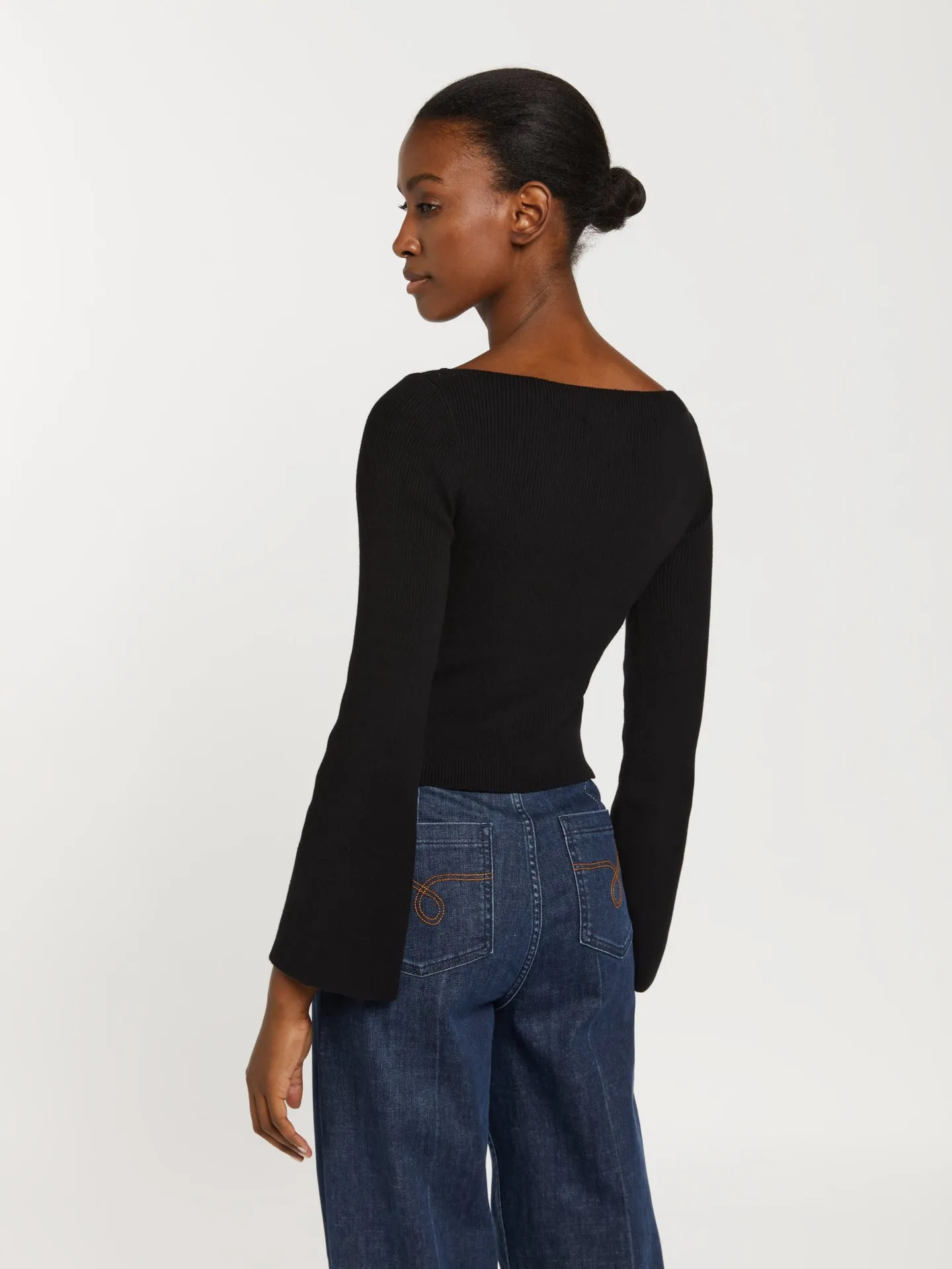 Off-the-shoulder ribbed sweater