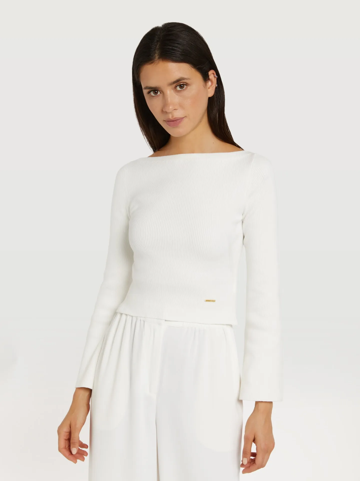 Off-the-shoulder ribbed sweater