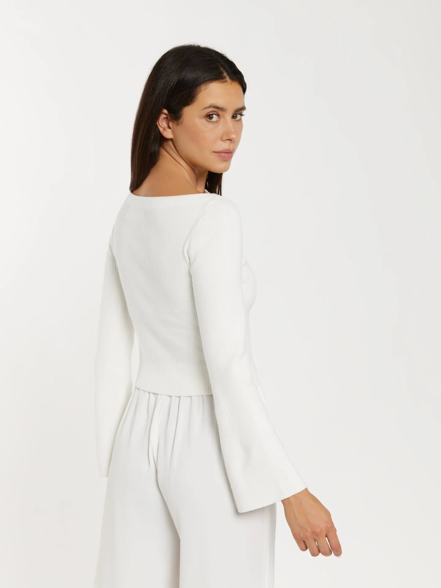 Off-the-shoulder ribbed sweater