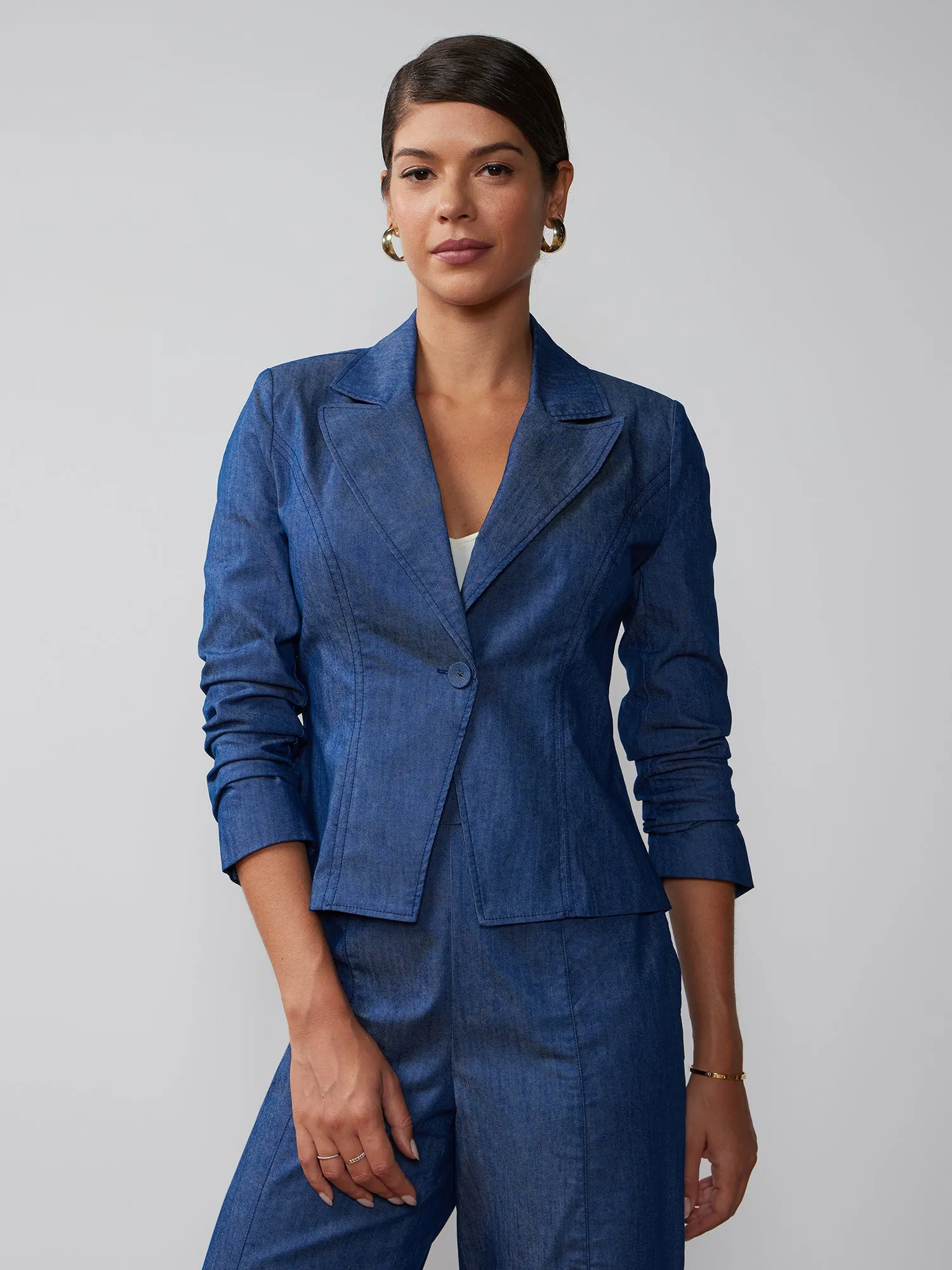 Paige Single Button Denim Blazer