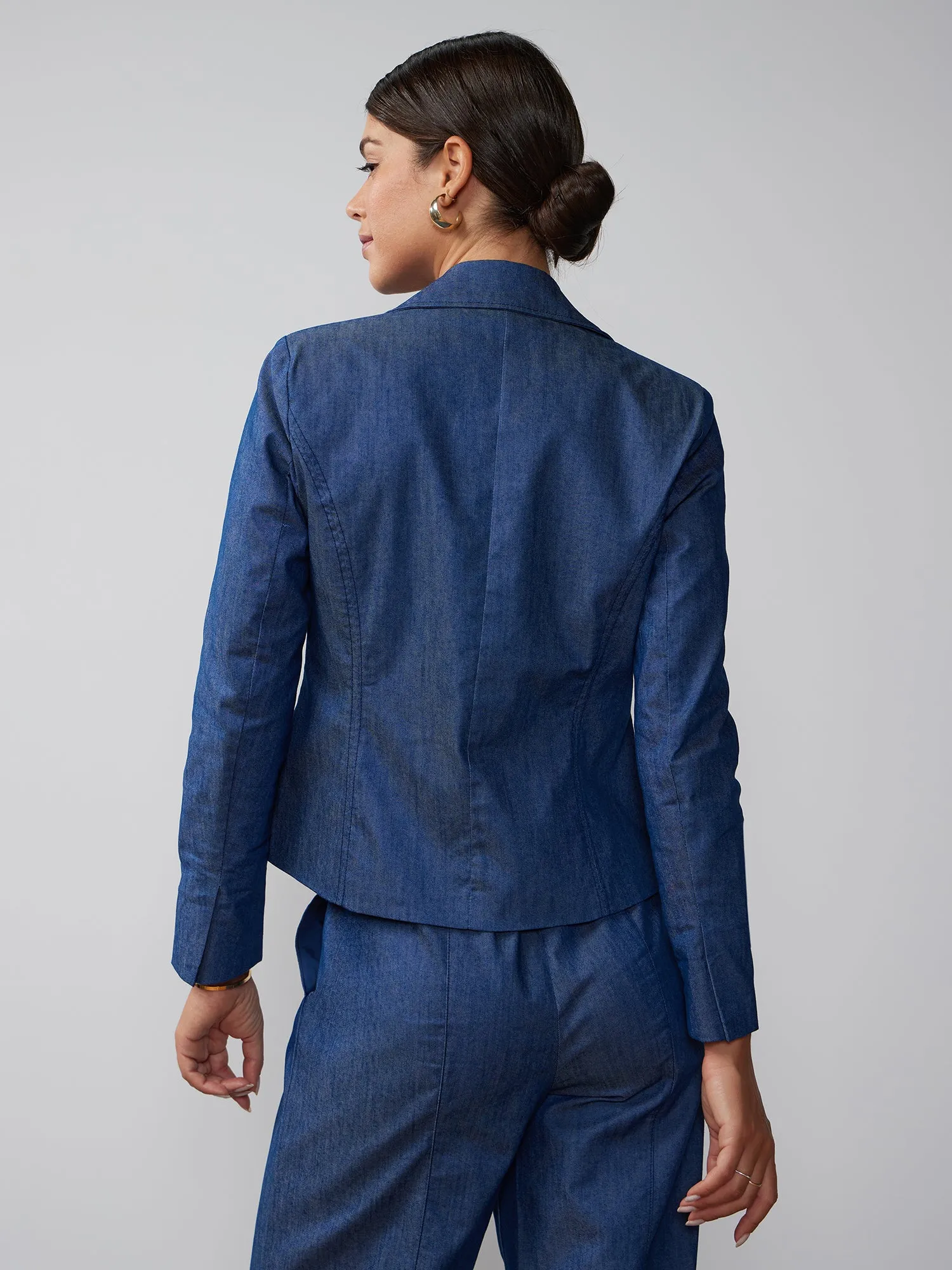 Paige Single Button Denim Blazer