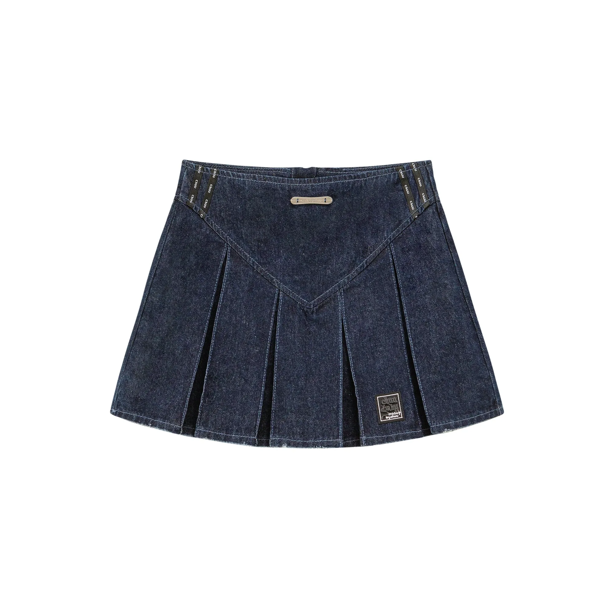 Paradise Island Washed Denim Pleated Skirt