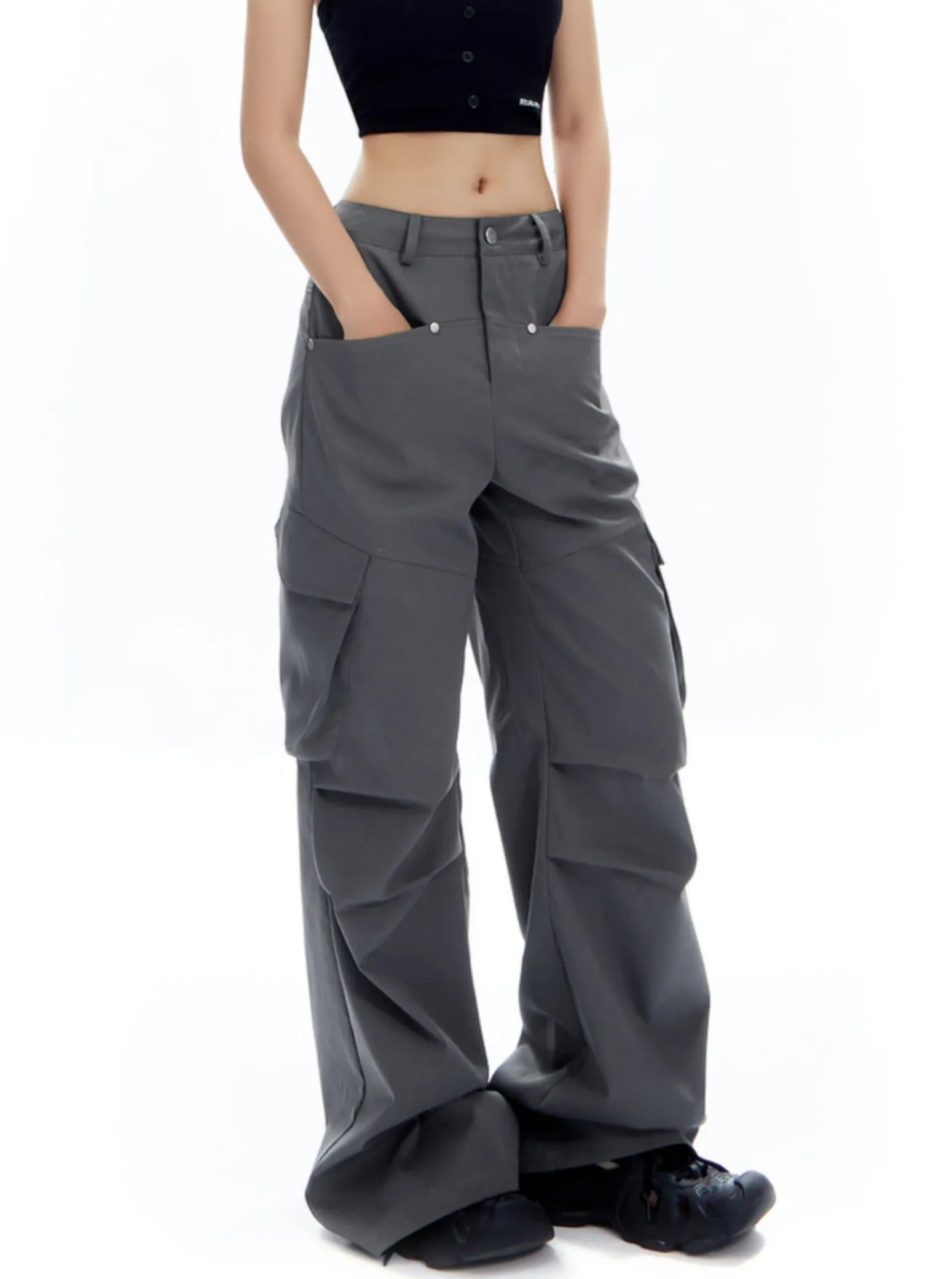 Pinch Pleats Wide-Leg Pants