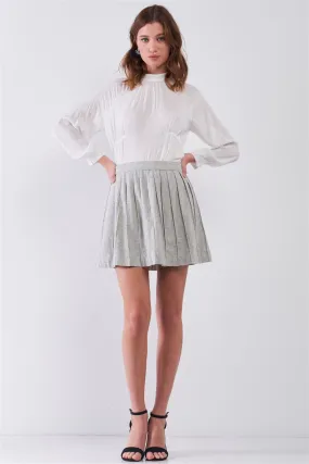 "Back To School" Woolen Pleated Flare Mini Skirt /1-3-2