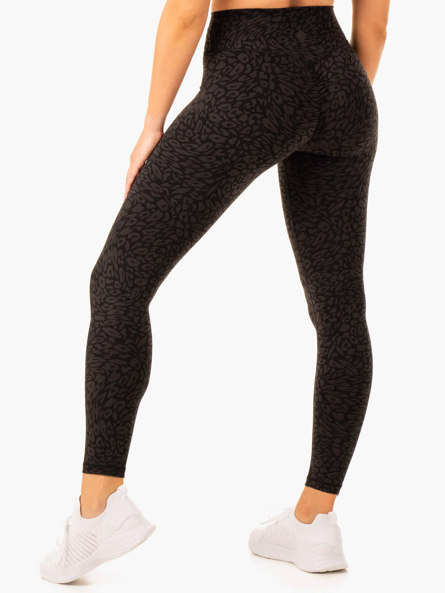 Rotation High Waisted Scrunch Leggings - Black Leopard