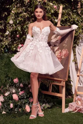 SHORT FLORAL APPLIQUED BRIDAL PARTY DRESS CDWL020