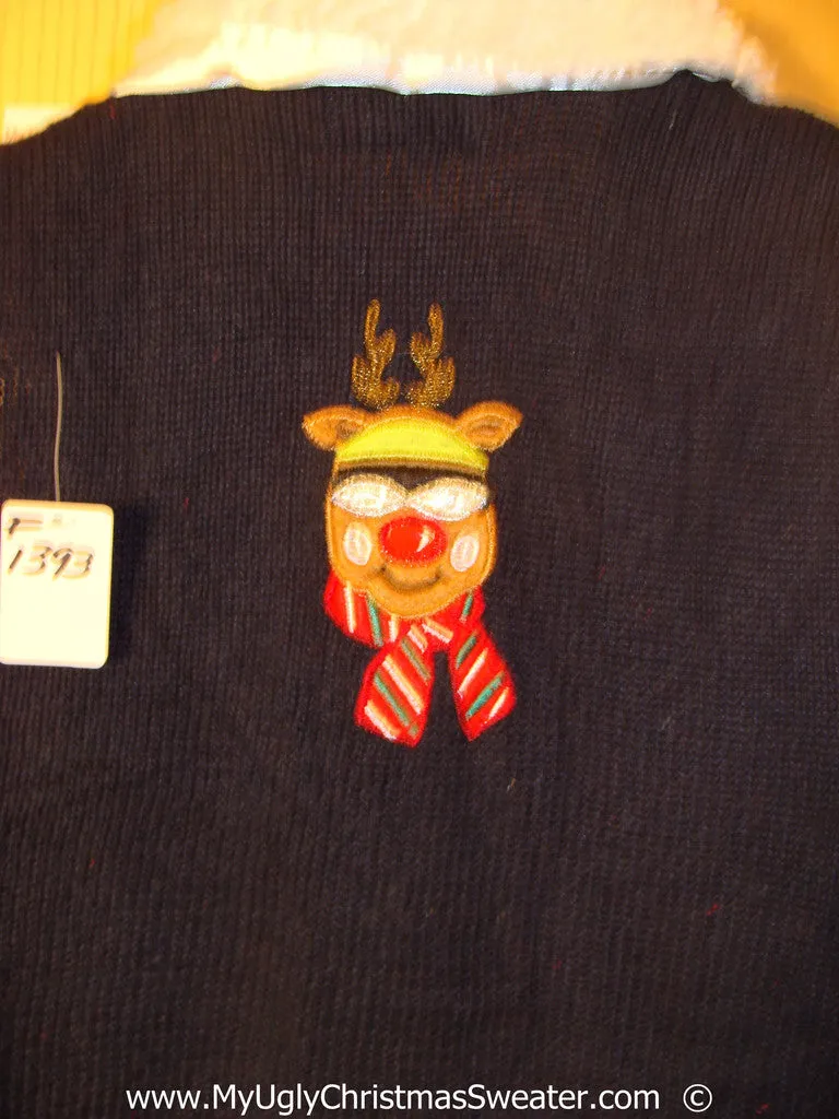 Ski Skate Themed Tacky Christmas Sweater Vest with Bears (f1393)