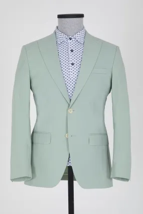 Slim Fit Peak Lapel Plain Cotton Pistachio Green Casual Blazer