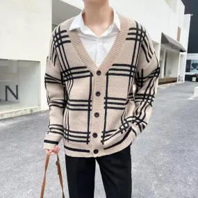 Striped Knitted Retro Men's Cardigan Coat – Timeless Casual Elegance