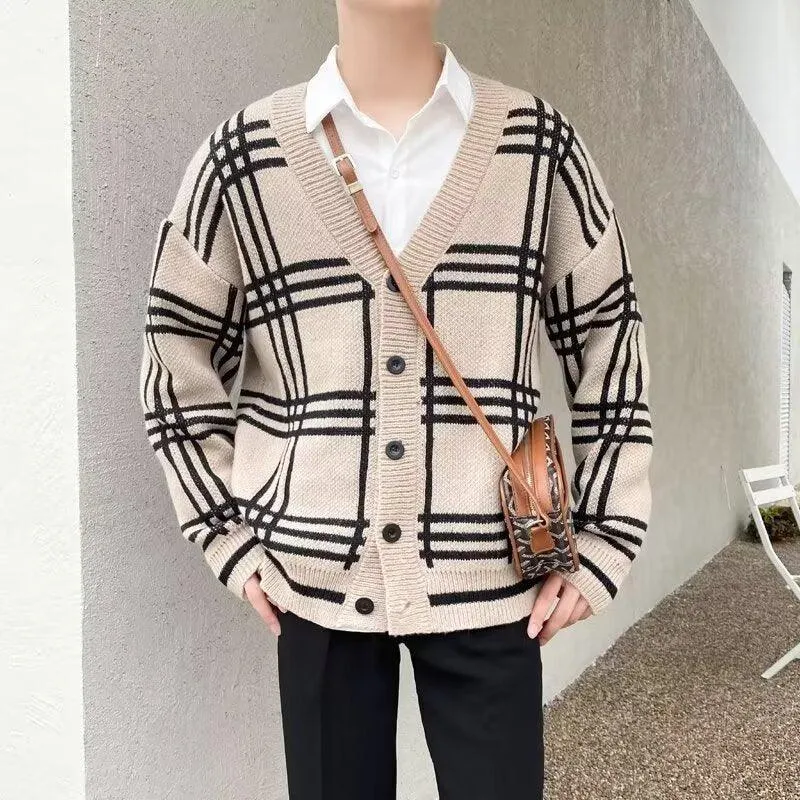 Striped Knitted Retro Men's Cardigan Coat – Timeless Casual Elegance