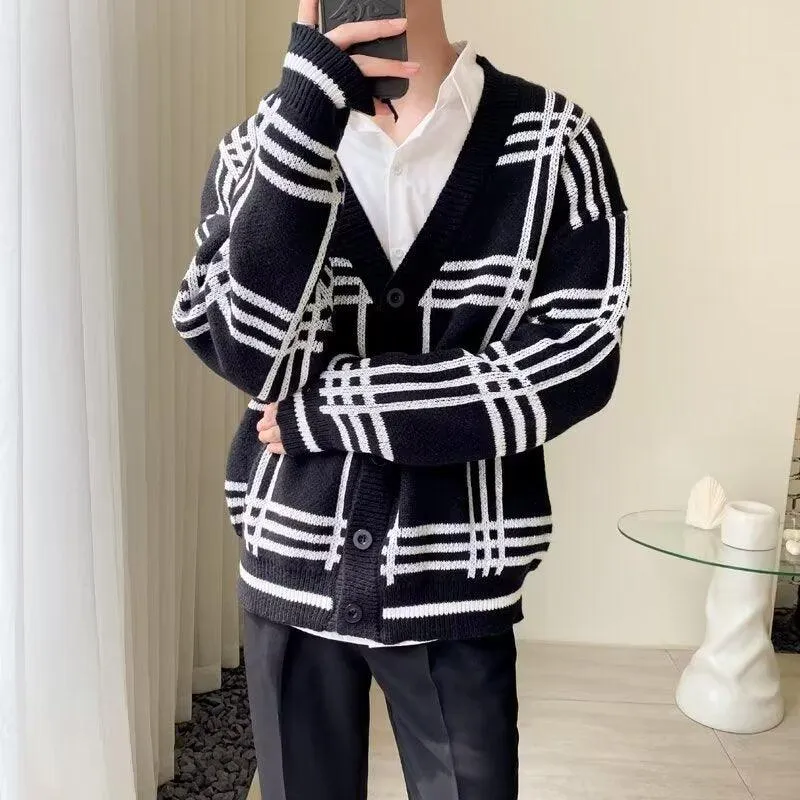 Striped Knitted Retro Men's Cardigan Coat – Timeless Casual Elegance