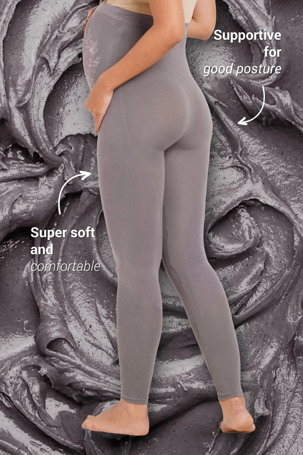 Super soft Bamboo Fibre Antimicrobial Seamless maternity legging-ISML003-Steel Grey-