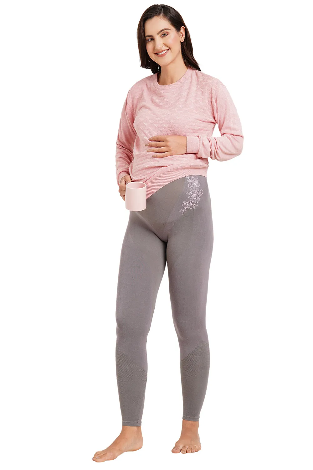 Super soft Bamboo Fibre Antimicrobial Seamless maternity legging-ISML003-Steel Grey-