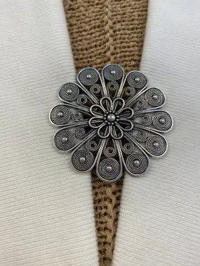 Sweater Clips Large Swirl Silver Flower Celtic Sweater Clip Cardigan Clasp Gift Gifts for Her by Fabulici