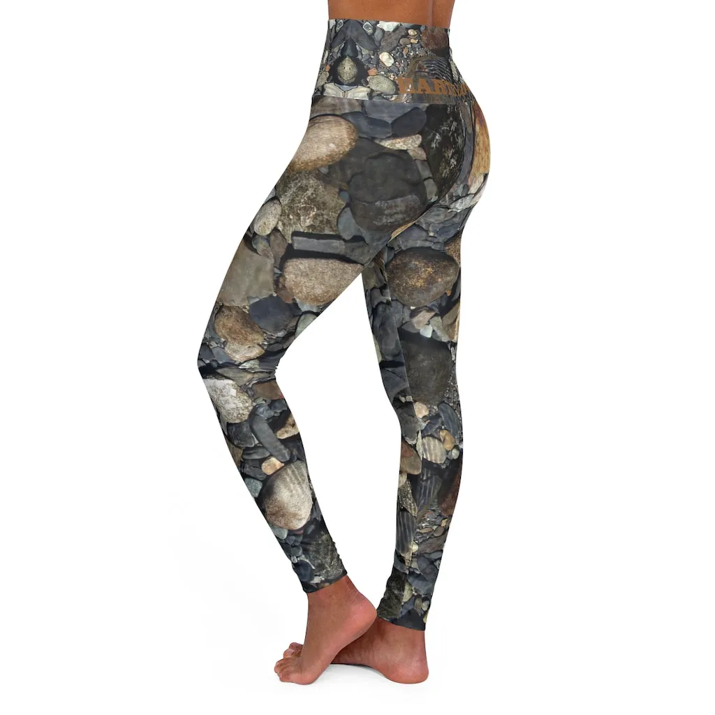 The EARTH LOVE Collection - "Rock Renaissance" Design High-Waisted Yoga Leggings, Fitness Leggings, Nature-Inspired Leggings