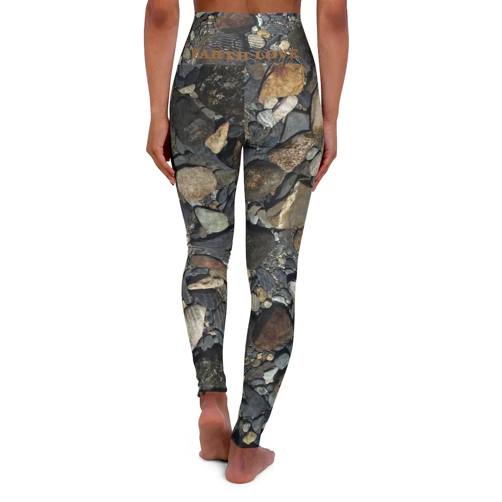 The EARTH LOVE Collection - "Rock Renaissance" Design High-Waisted Yoga Leggings, Fitness Leggings, Nature-Inspired Leggings