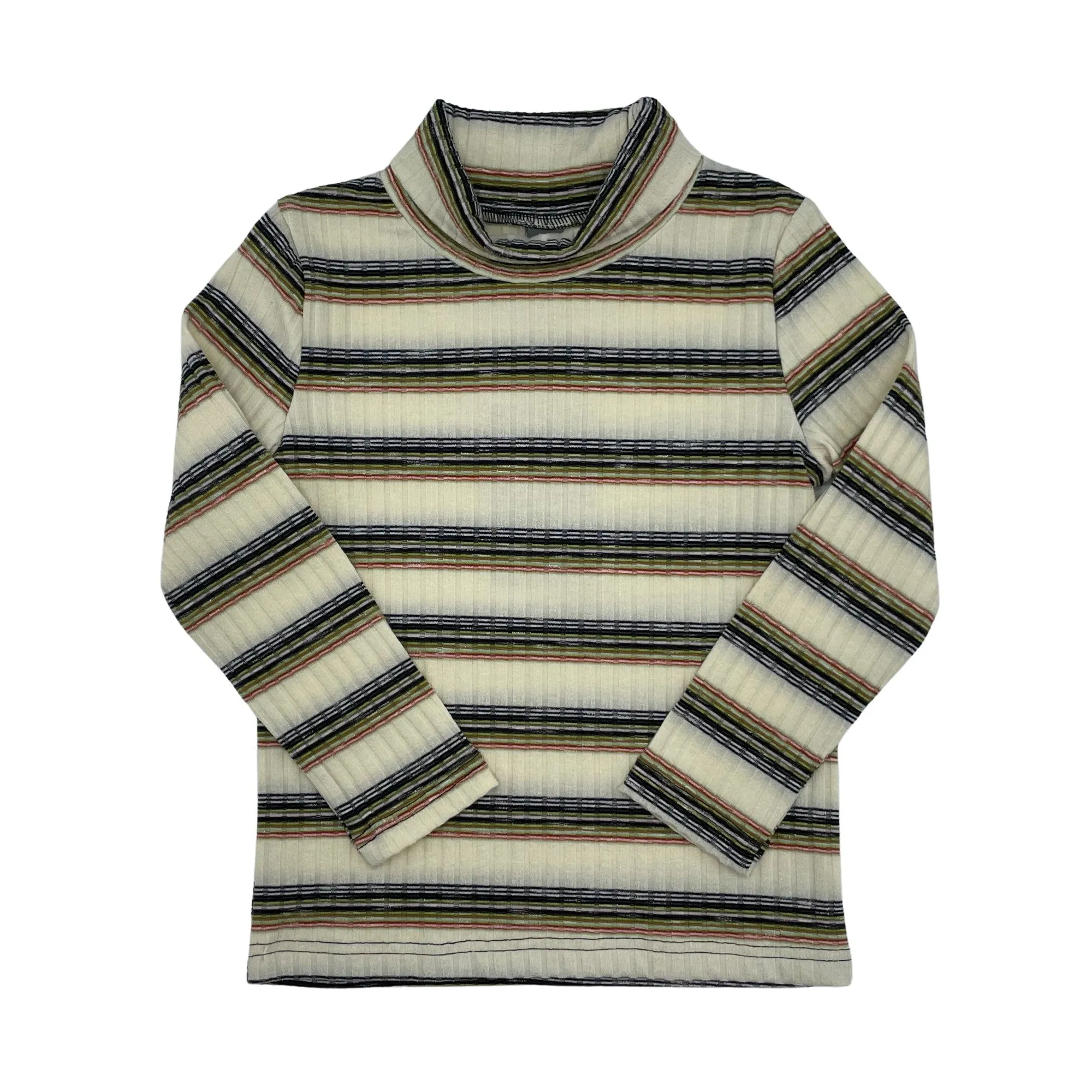 top l/s turtleneck stripe - cream/black