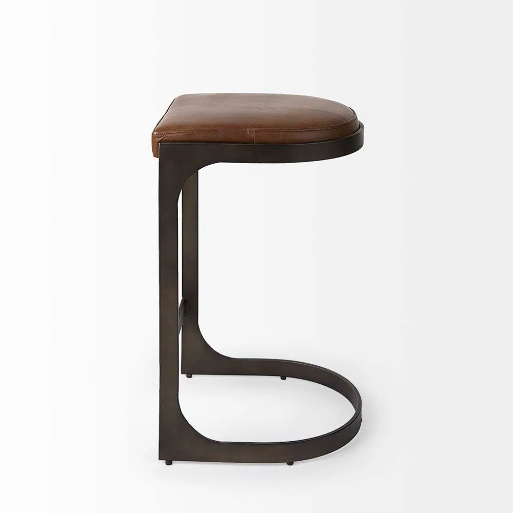 Tyler Bar Height Stool in Brown Leather