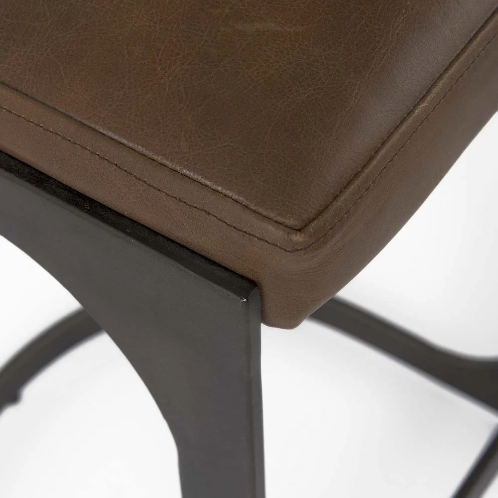 Tyler Bar Height Stool in Brown Leather