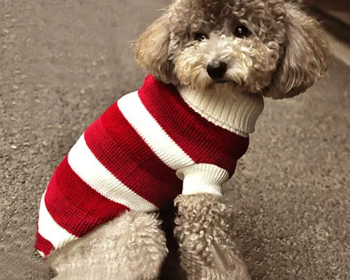 Vintage Striped Pet Dog Custom Turtleneck Sweater