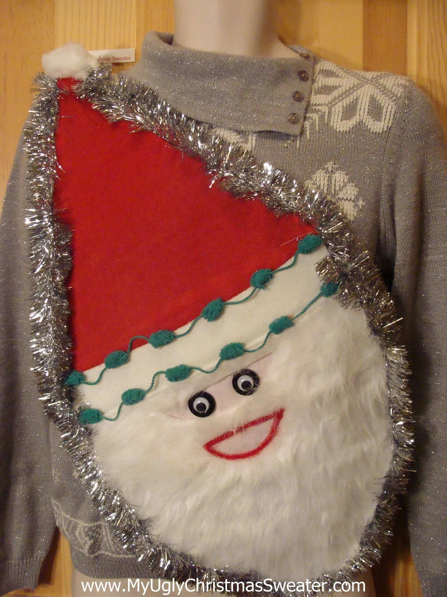 Wacky Santa Ugly Christmas Sweater 80s Padded Shoulders