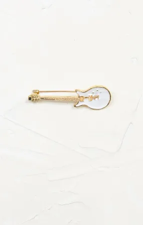 White Guitar Brooch