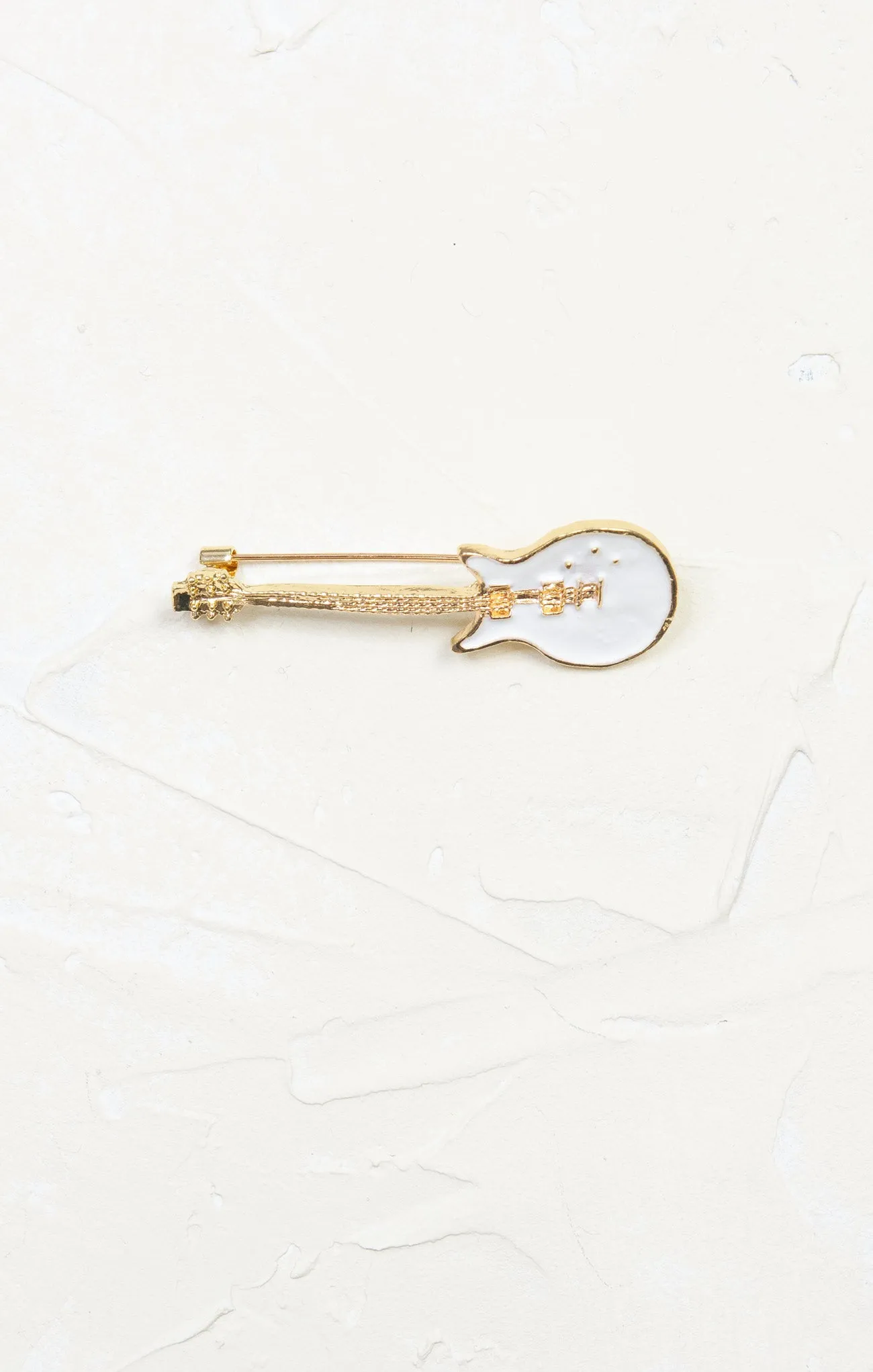 White Guitar Brooch