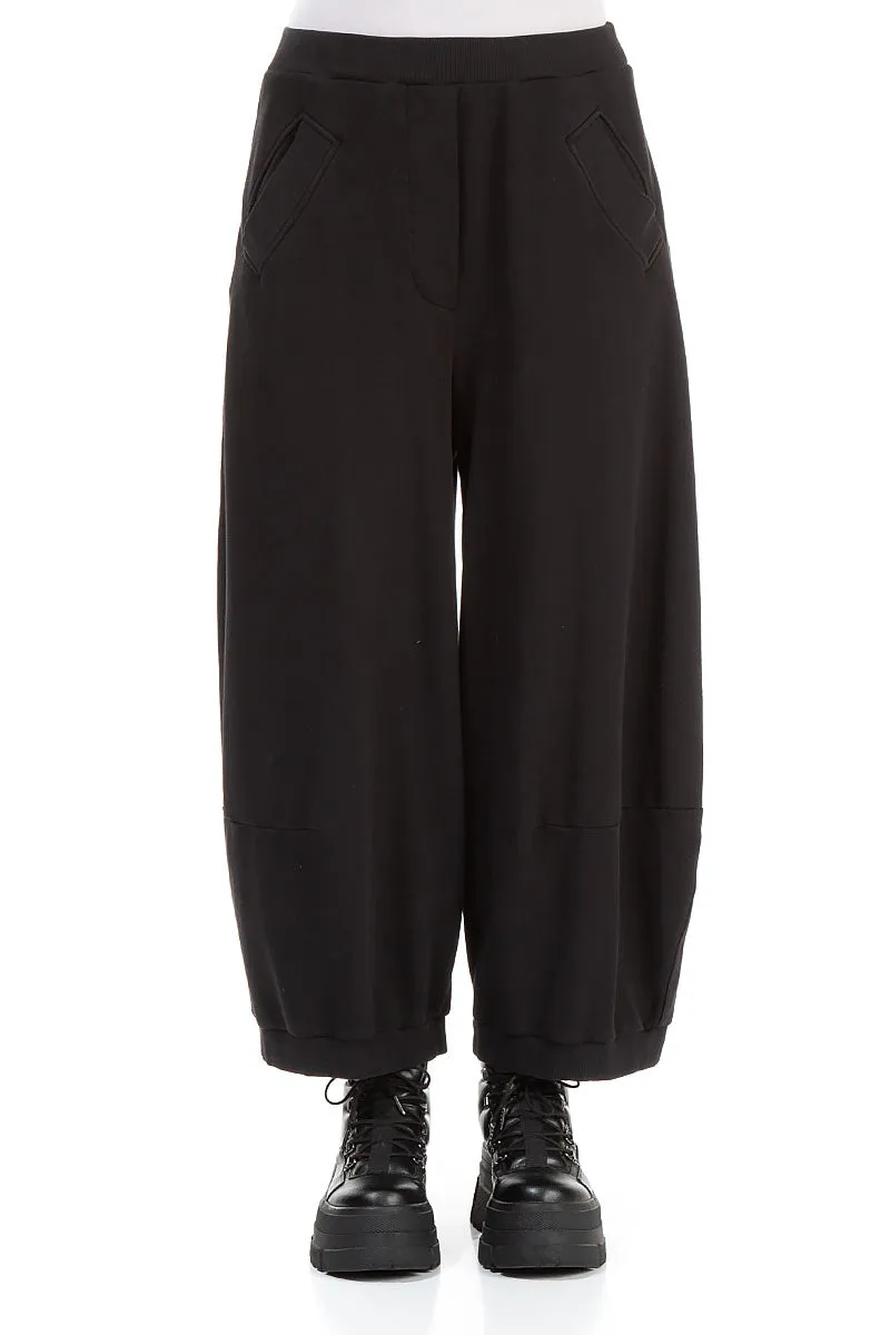 Wide Black Cotton Trousers