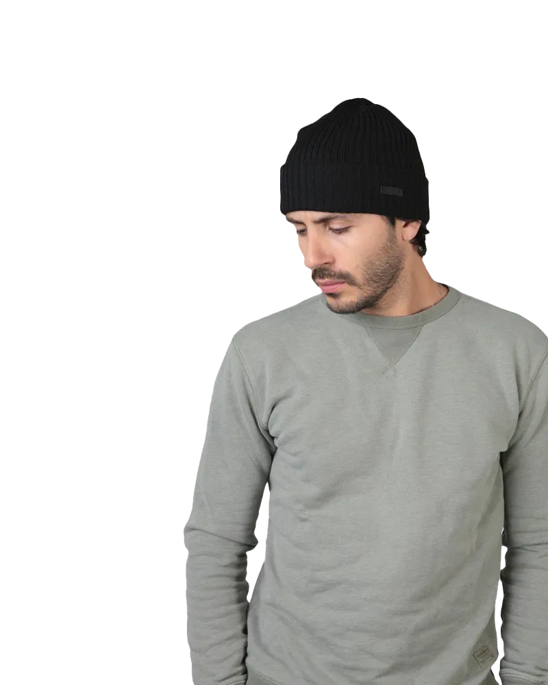 Wilbert Turnup Beanie in Black