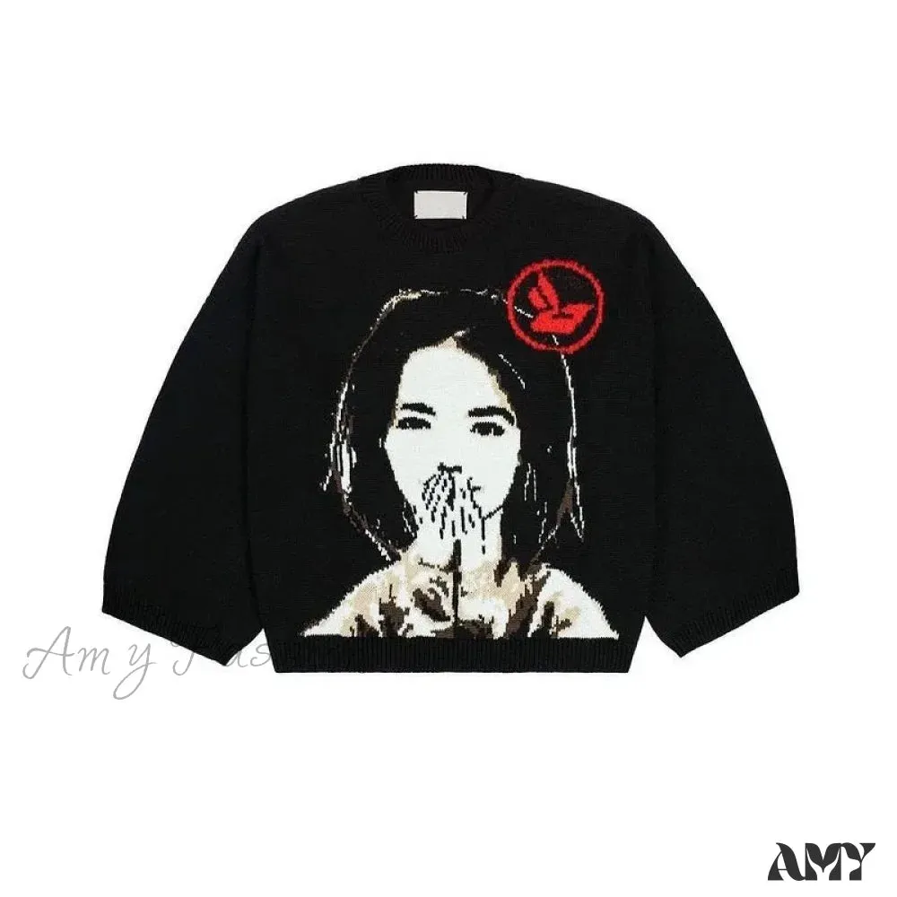 Winter Oversize Streetwear Japanese Anime Girl Cotton Loose Knit Sweater