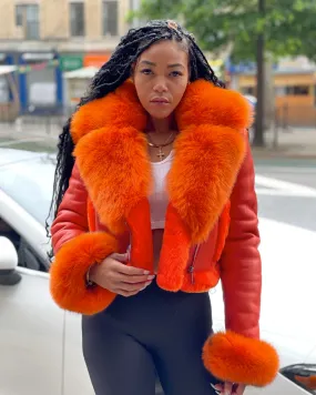 WOMEN SHEARLING- ORANGE CROP TOP