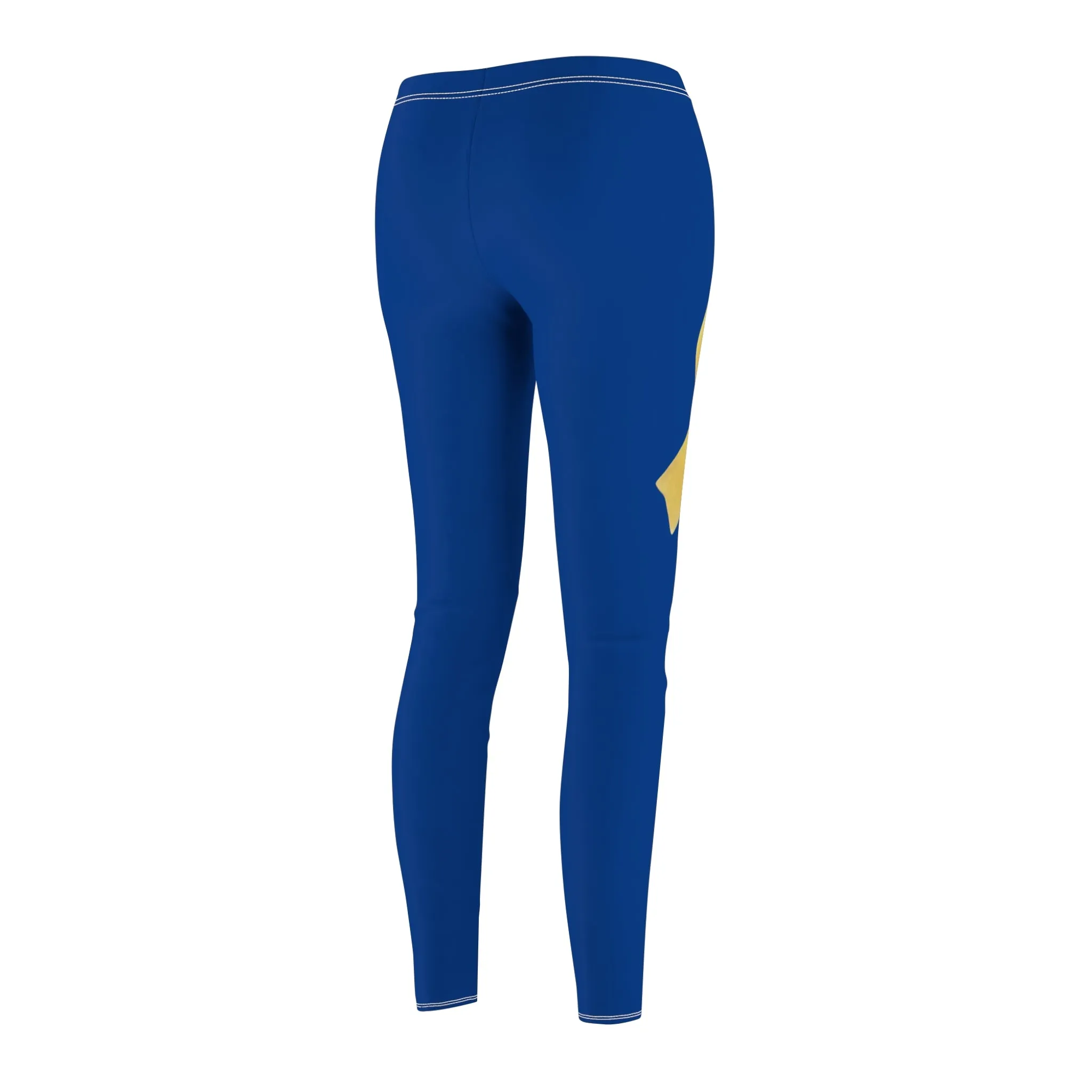 Women's Cut & Sew Casual Leggings, Royal Blue - Yellow Ribbon 'Bring Them Home Now' Art, by Chaia Malana