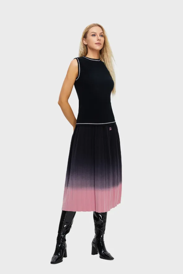 Women's Merino Gradient Pleated Skirt