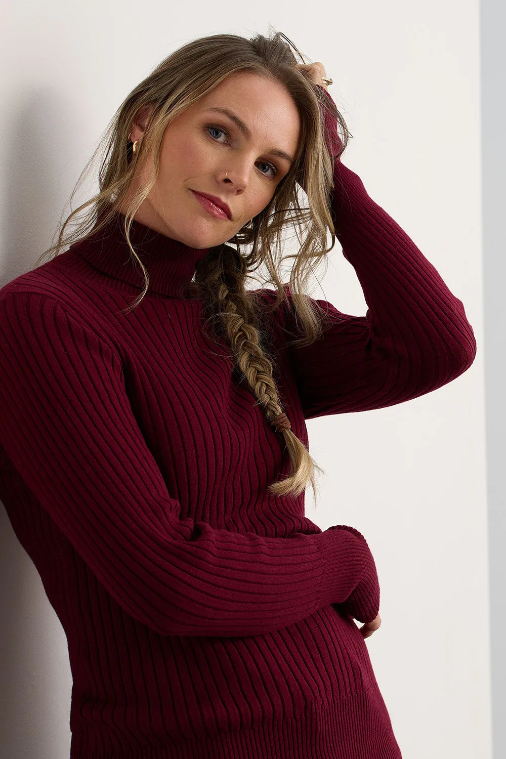 Women's Organic Cotton Ribbed Turtleneck Sweater