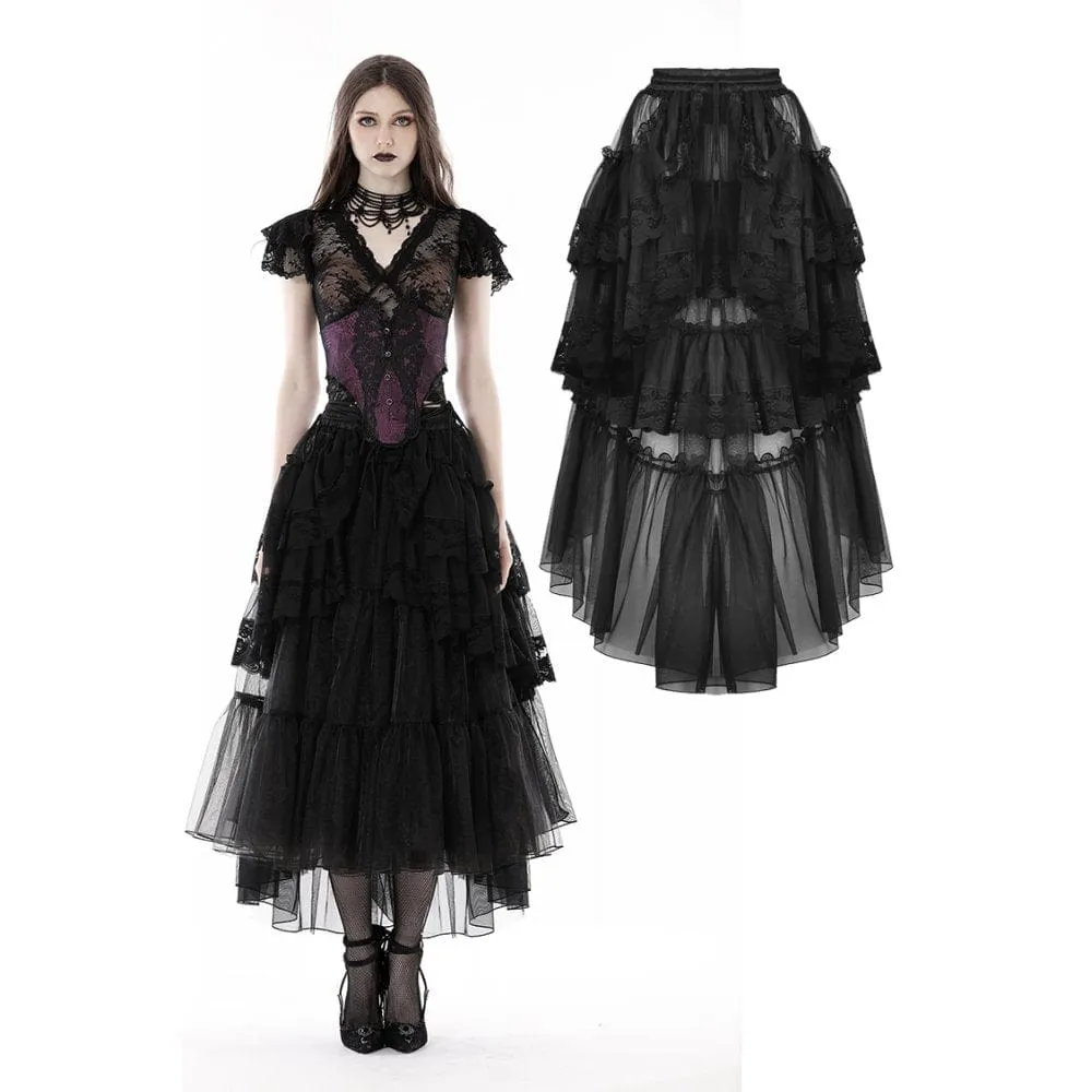 Women's Punk Irregular Ruffled Layered Mesh Skirt