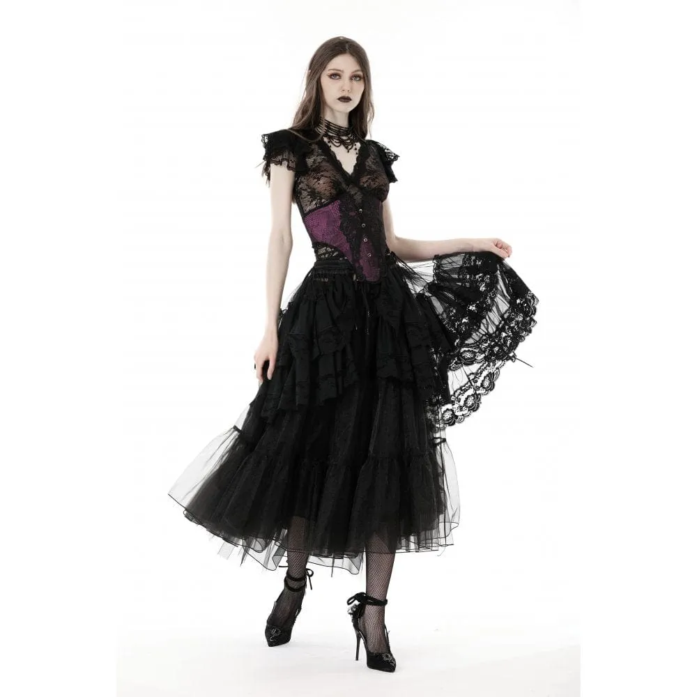 Women's Punk Irregular Ruffled Layered Mesh Skirt