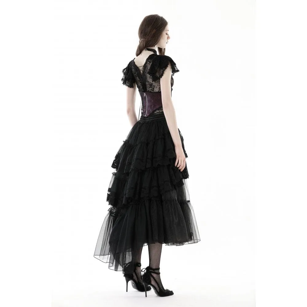 Women's Punk Irregular Ruffled Layered Mesh Skirt