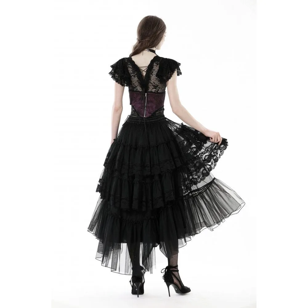 Women's Punk Irregular Ruffled Layered Mesh Skirt