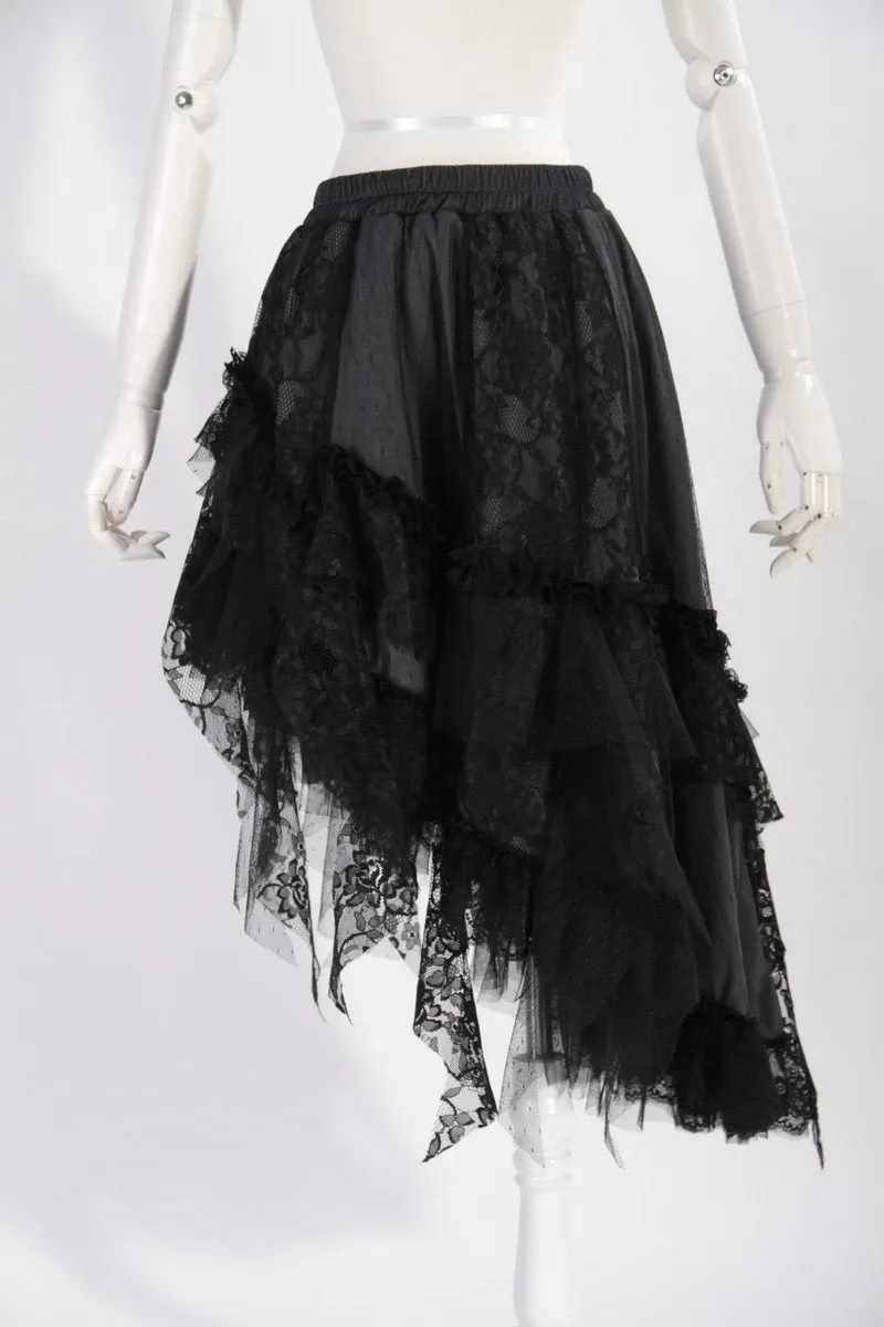 Women's Steampunk Irregular Lace Splice Layered Skirt