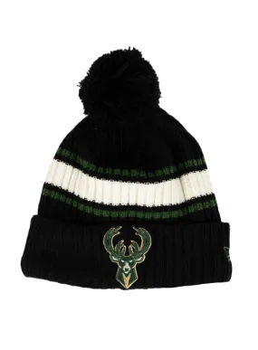 Youth New Era Cuff Pom Thick Stripe Milwaukee Bucks Knit Hat